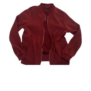 Topshop Wine Colored Satin Bomber Jacket